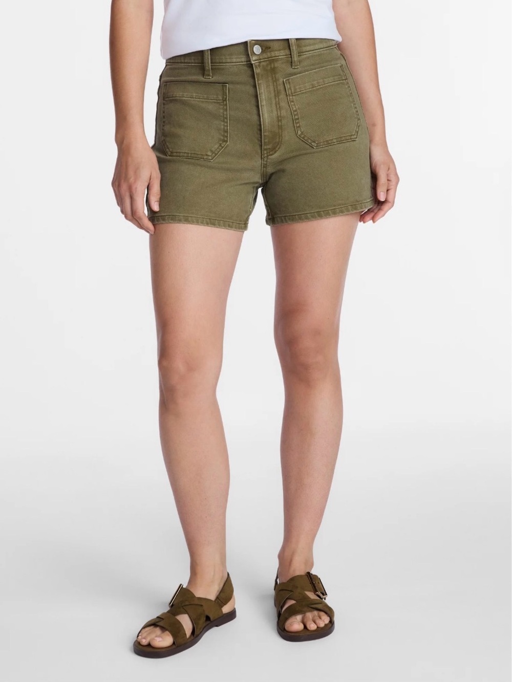 Time and Tru Women's High Rise Patch Pocket Denim Short- 4" Inseam- 16
